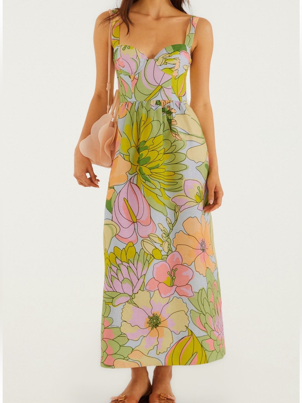 FARM Rio Spring Affair Floral Print Linen Maxi Dress - Picture 5 of 15